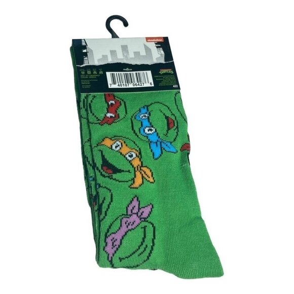 MensTeenage Mutant Ninja Turtles Crew Socks Fits 6-12 Nickelodeon Cartoon NWT - Picture 2 of 4